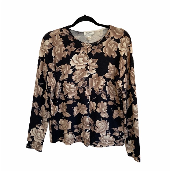 Neiman Marcus Exclusive Silk Floral Cardigan - Picture 1 of 8